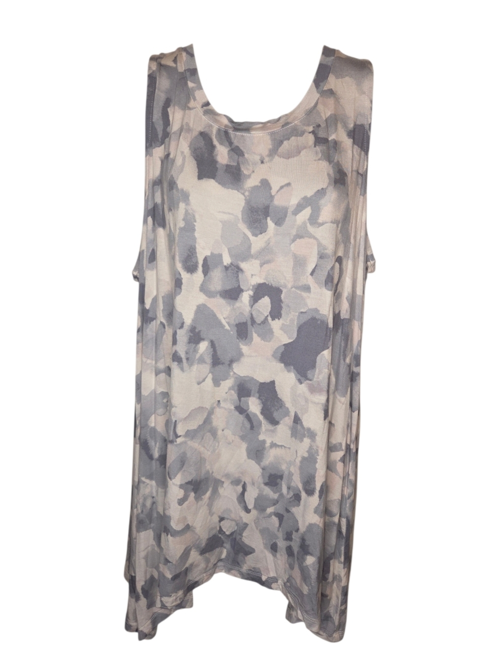 LOGO Layers by Lori Goldstein Gray Floral Regular Knit Tank Top, Size XL